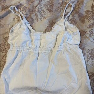 Brandy Melville White Lace Trim Tank Top